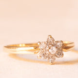 Vintage-Blumenring aus 9-karätigem Gelbgold mit Diamanten (ca. 0.07 ctw), 1984