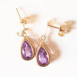 Vintage-Tropfenohrringe aus 9-karätigem Gelbgold mit Amethyst (ca. 0.80 ctw), 70er Jahre