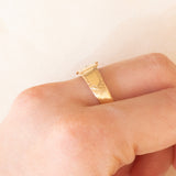 Vintage-Gürtelschnallenring aus 9-karätigem Gelbgold mit Diamant, 1993