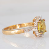 Anello a margherita in oro giallo 9K con sfene (0.98ct) e zirconi