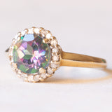 Modern daisy ring in 9K yellow gold with mystic topaz (approx. 1.30ct) and brilliant cut diamonds (approx. 0.20ctw)