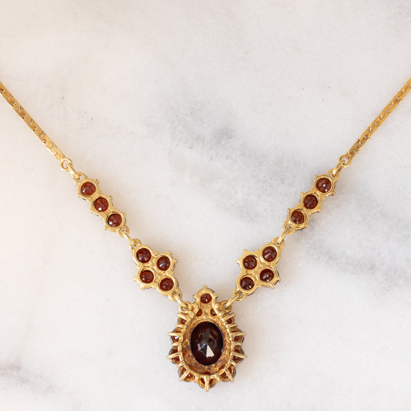 Collier vintage in oro giallo 8K con granati (8ctw ca.), anni ‘50/‘60