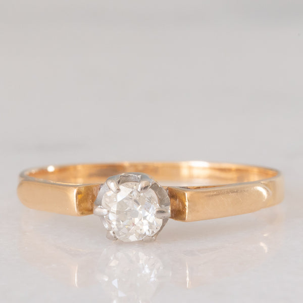 Solitario antico in oro giallo 18K con diamante di taglio vecchia miniera (0.22ct ca.), anni ‘20/‘30