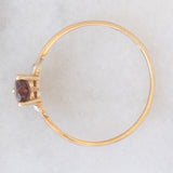 Solitario vintage in oro giallo 9K con granato di taglio a cuore (0.60ct ca.)