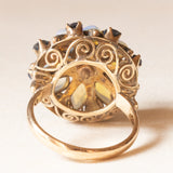 Vintage-Pagodenring aus 14-karätigem Gelbgold mit Saphiren (ca. 1.20 ctw) und Opalen (ca. 1.10 ctw), 70er Jahre