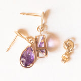 Vintage-Tropfenohrringe aus 9-karätigem Gelbgold mit Amethyst (ca. 0.80 ctw), 70er Jahre