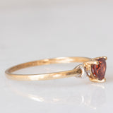 Solitario vintage in oro giallo 9K con granato di taglio a cuore (0.60ct ca.)