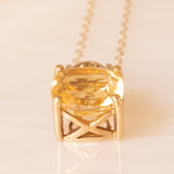Vintage 9K Yellow Gold Chain Necklace with 9K Yellow Gold Pendant with Citrine Quartz and Peridots