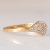 Anello vintage in oro giallo e bianco 9K con diamanti