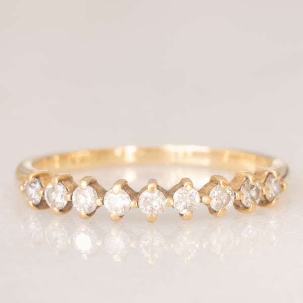 Mezzo eternity vintage in oro giallo 9K con diamanti di taglio brillante (0.27ctw ca.)