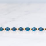 Collana vintage in oro giallo 9K con pirite e pietre blu