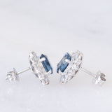 Orecchini a margherita vintage in platino con zaffiri (2.16ct) e diamanti (0.88ctw), anni ‘80