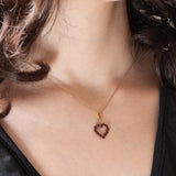 Vintage Herzanhänger aus 8 Karat Gelbgold mit Granaten, 60er Jahre