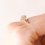 Vintage-Diamant-Blumenring aus 9-karätigem Gelb- und Weißgold (ca. 0.20 ctw), 70er Jahre