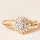 Vintage-Diamant-Blumenring aus 14-karätigem Gelbgold im Brillantschliff (ca. 0.25 ctw), 70er Jahre