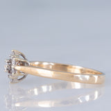 Anel vintage em ouro amarelo 9K com diamantes lapidados brilhantes (0.21ctw aprox.), ano 1977