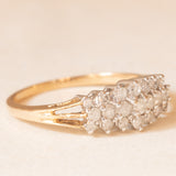 Anello vintage in oro giallo e bianco 9K con diamanti (0.35ctw ca.), anni ‘70/‘80