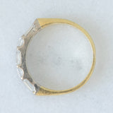 Bague vintage en or jaune et blanc 18 carats avec diamants taille baguette (environ 1 ct), années 80