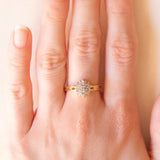 Vintage-Diamant-Blumenring aus 14-karätigem Gelbgold im Brillantschliff (ca. 0.25 ctw), 70er Jahre