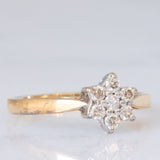Anello a margherita vintage in oro giallo e bianco 9K con diamanti di taglio brillante (0.25ctw ca.), anni ‘80/‘90