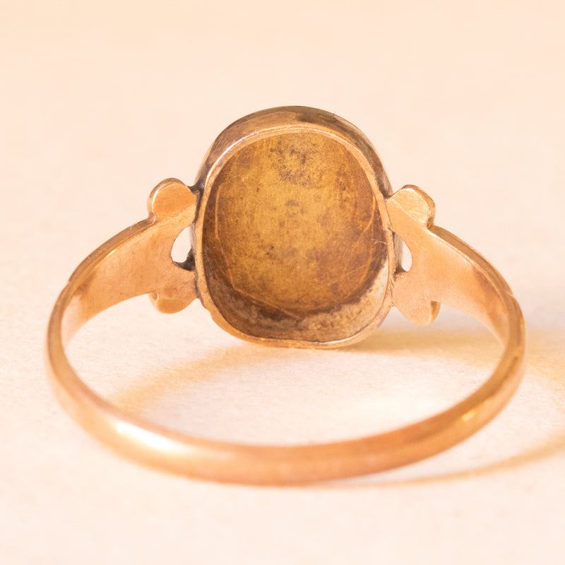 Anello antico in oro giallo 9K con iniziali “S D” incise, primi del ‘900