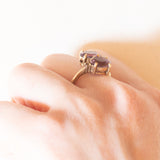 Vintage-Ring „Toi et Moi“ aus 9-karätigem Gelbgold mit Amethysten (ca. 2 Karat) und weißen Spinellen, Jahr 2006