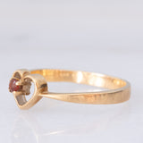 Solitario a cuore vintage in oro giallo 9K con granato, anni ‘80