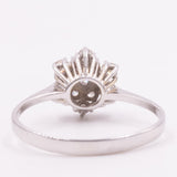 Anel vintage de floco de neve em ouro branco 14K com diamantes em lapidação brilhante (aprox. 0.40 ctw), década de 70