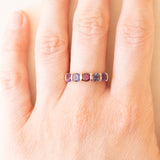Vintage-Ring aus 9-karätigem Gelbgold mit Amethysten, Turmalin und Iolithen, 2005