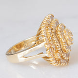 Anello ballerina vintage in oro giallo 14K con diamanti di taglio brillante e tapered (2.20ctw ca.), anni ‘80/‘90