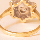 Antiker 18-Karat-Gelb- und Weißgold-Diamant-Blumenring im alten europäischen Schliff (ca. 0.88 ctw), 20er Jahre