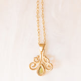 Vintage-Halskette mit Kette aus 9-karätigem Gelbgold und Anhänger aus 9-karätigem Gelbgold mit Peridot (ca. 0.50 ct), 80er/90er Jahre
