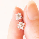 Vintage Ohrringe aus 9 Karat Weißgold mit Diamanten (ca. 0.20 Karat), 80er / 90er Jahre