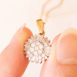 Vintage-Halskette mit Kette aus 9-karätigem Gelbgold und Anhänger aus 9-karätigem Gelb- und Weißgold mit Diamanten (ca. 0.35 ctw), 80er/90er Jahre