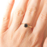 Solitaire vintage en or jaune 9K avec onyx, 1992