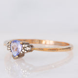 Trilogy vintage in oro giallo 8K con tanzanite e diamanti, anni ‘80