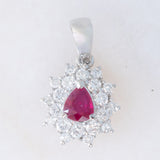 Ciondolo a margherita vintage in platino con rubino (0.52ct) e diamanti (0.45ctw)