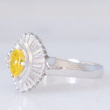 Anello ballerina in platino con diamante giallo (0.35ct) e diamanti bianchi (0.35ctw), anni ‘2000