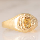 Chevalière vintage en or jaune 14 carats avec citrine et quartz, années 60