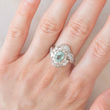 Anello ballerina moderno in platino con tormalina Paraiba (1.26ct) e diamanti (1.36ctw), anni ‘2000