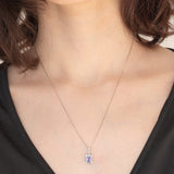 Collier vintage in platino con tanzanite e diamanti (0.62ctw)