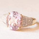 Vintage-Cocktailring aus 14-karätigem Gelb- und Weißgold mit Amethyst (ca. 4.20 ct) und Diamanten (ca. 0.22 ctw), 80er Jahre