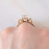 Anello da cocktail vintage in oro giallo 8K con morganite (1.50ct ca.) e diamanti