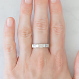 Bague vintage en or jaune et blanc 18 carats avec diamants taille baguette (environ 1 ct), années 80