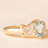 Vintage 9K yellow gold ring with aquamarine (0.60ct approx.) and diamonds (0.03ctw approx.), year 1983