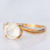 Solitario vintage in oro giallo 9K con quarzo rutilato (1.35ct)