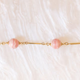 Bracciale vintage in oro giallo 8K con rodocrosite, anni ‘60