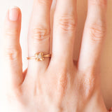 Vintage-Solitär aus 14-karätigem Gelb- und Weißgold mit Diamant (ca. 0.015 ct), 70er Jahre