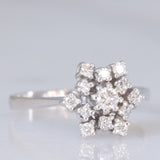 Anello a fiocco di neve in oro bianco 18K con diamanti (0.28ctw ca.), anni ‘70