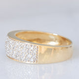 Anello a fascia vintage in oro giallo 14K con pavé di diamanti (0.50ctw ca.), anni ‘70